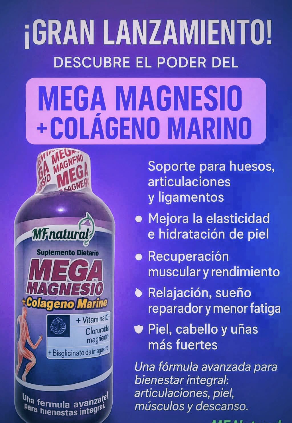 Mega Magnesio + Colágeno Marino - MF Natural | Suplemento Nutricional