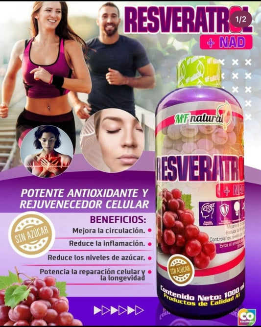 Resveratrol + NAD - MF Natural (1000 ml) | Potente Antioxidante y Rejuvenecedor Celular